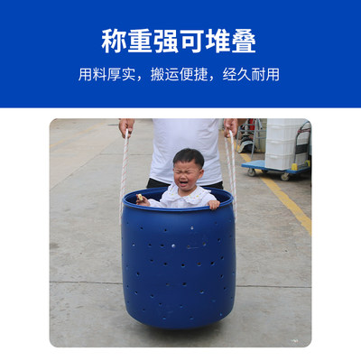 150升化工桶法兰桶海鲜桶200kg铁箍桶加厚塑料桶带盖装鱼桶收纳桶