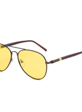 偏光夜视镜黄片开车司机专用夜晚上防眩光驾驶镜金属蛤蟆镜男痞帅