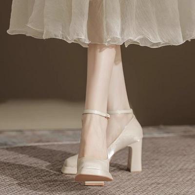 玛丽珍高跟鞋女粗跟防水台厚底小个子婚纱神器姐妹团伴娘鞋新娘鞋