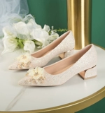 Свадебные туфли, белая обувь, против усталых ног, 2024 года, французский стиль, изысканный стиль
