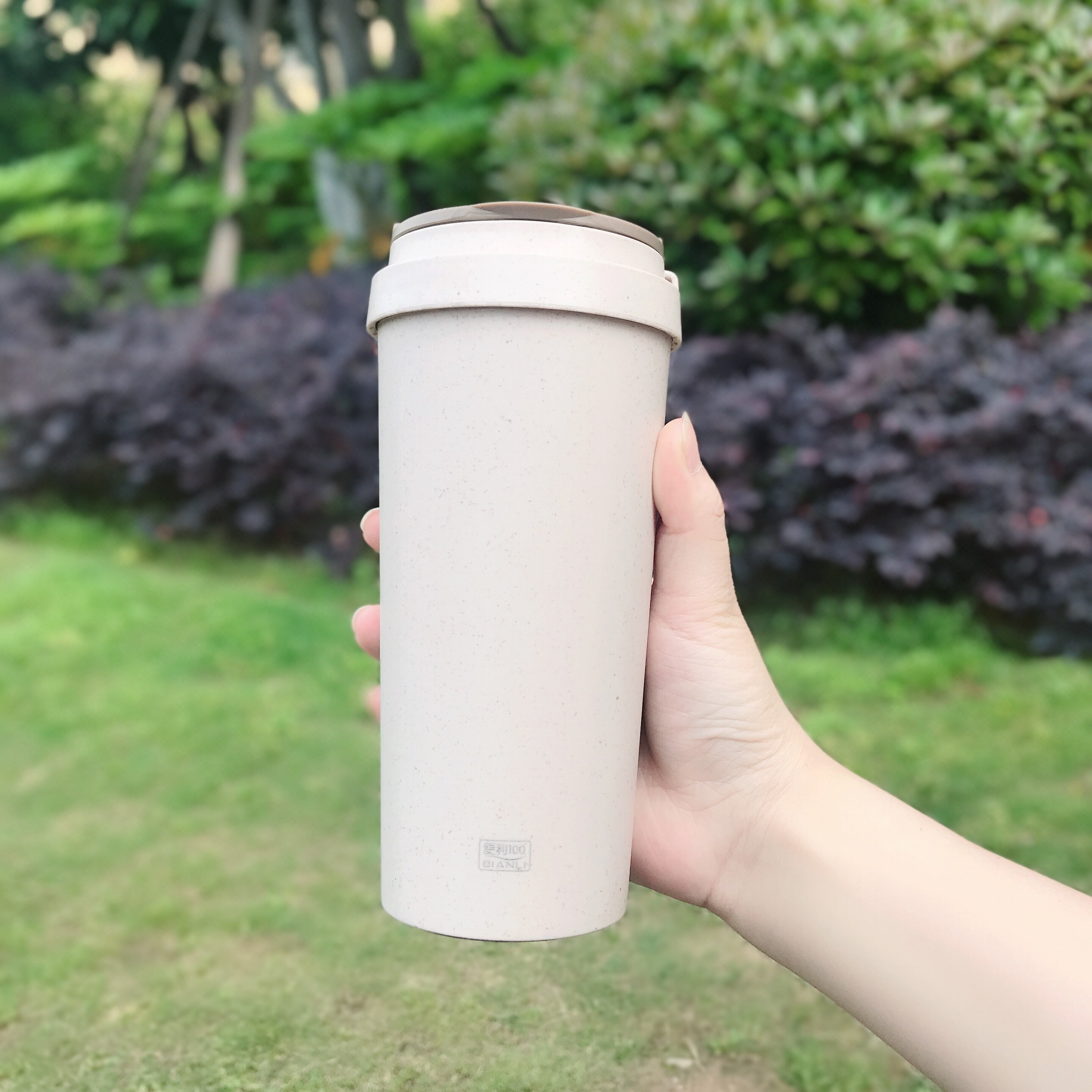 便利100秸秆纤维双层麦香杯简约时尚咖啡杯塑料水杯大容量茶杯