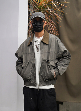 PROPCELL25秋季新款日系复古撞色领口工装大口袋夹克cleanfit外套