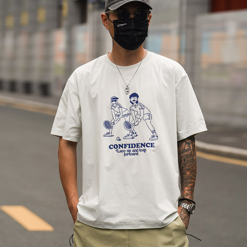 运动速干网球印花短袖休闲T恤