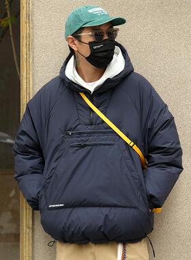 PROPCELL冬季加厚羽绒服国潮新款套头连帽保暖白鸭绒冲锋衣外套男