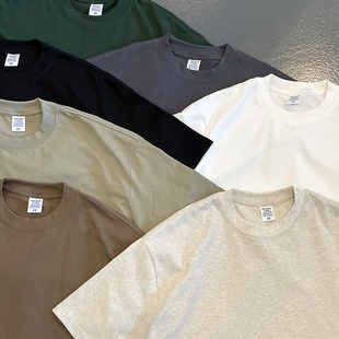 潮流纯色宽松圆领t恤 男日系半袖 PROPCELL重磅305克纯棉打底衫 夏季