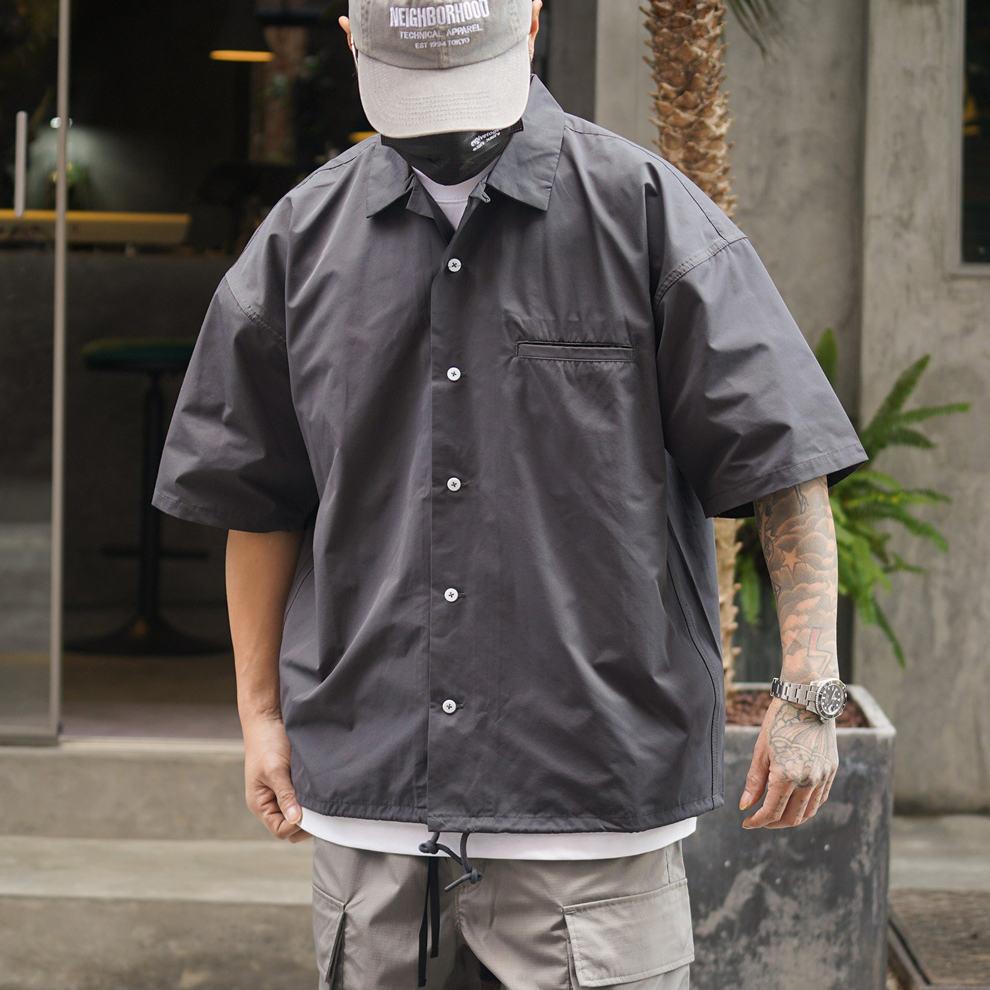 夏季日系工装防水速干凉感男衬衫