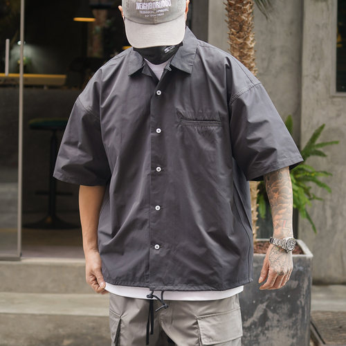 夏季日系工装防水速干凉感男衬衫