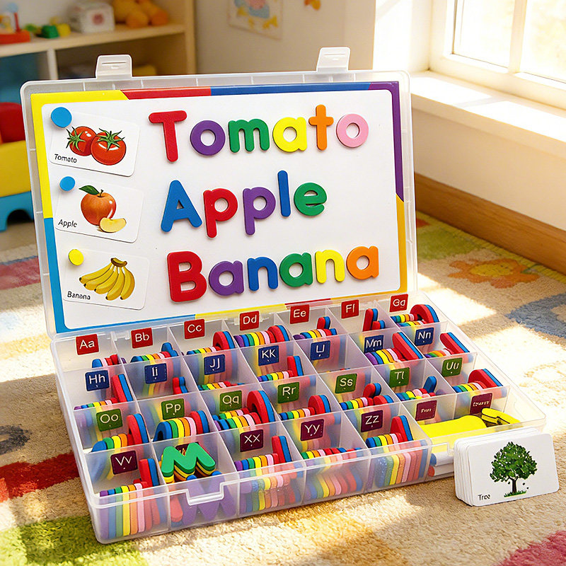 出口外贸英文字母磁力贴磁性自然拼读教具儿童英语拼单词磁铁玩具