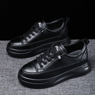 加绒全黑内增高女鞋８CM冬季增高黑色松糕鞋34码小个子厚底小皮鞋