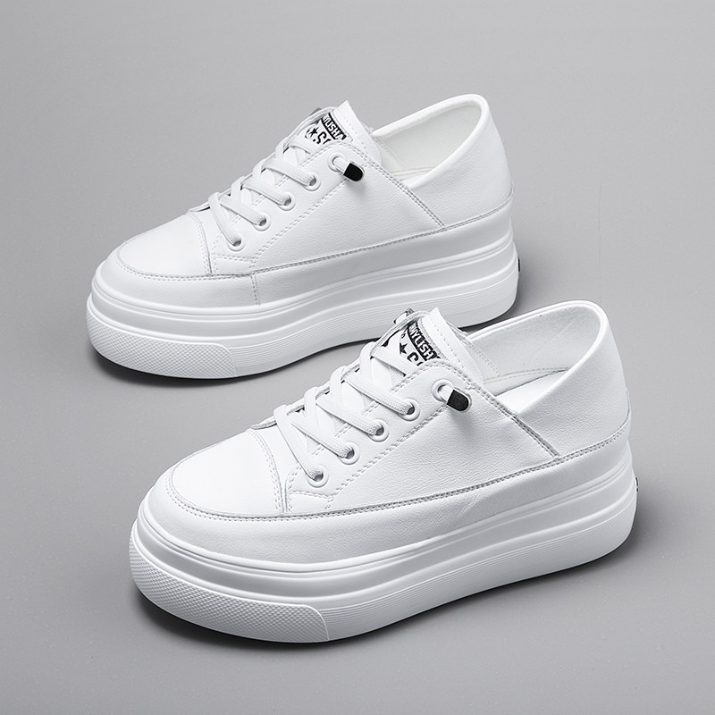 内增高女鞋小白鞋女2025新款爆款百搭真皮厚底8CM小个子不累脚