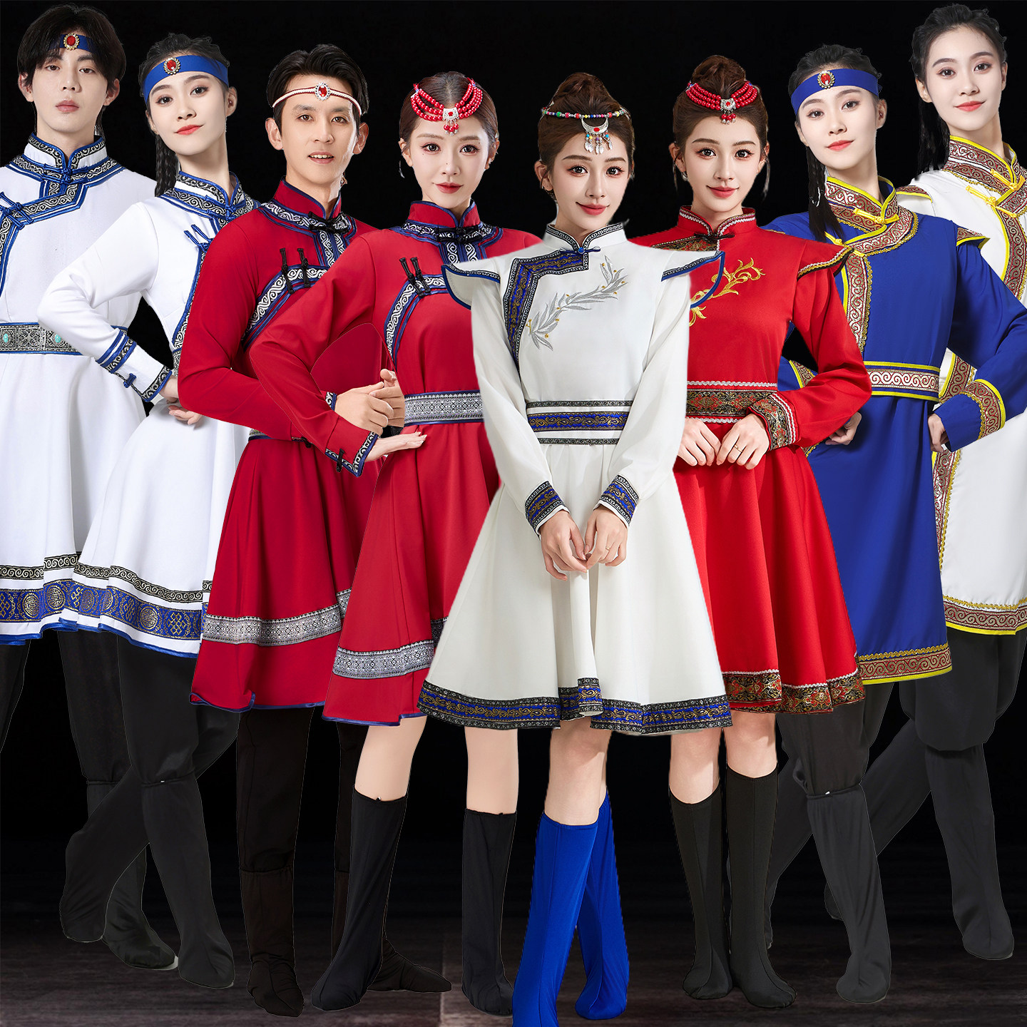 蒙古舞蹈演出服女成人民族男筷子舞服装白马剧目服饰蒙古族舞蹈服