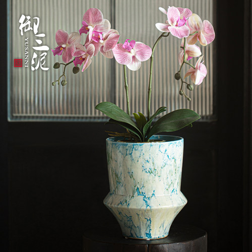 景德镇简约创意流釉花器现代家居阳台民宿种植摆件蝴蝶兰陶瓷花盆