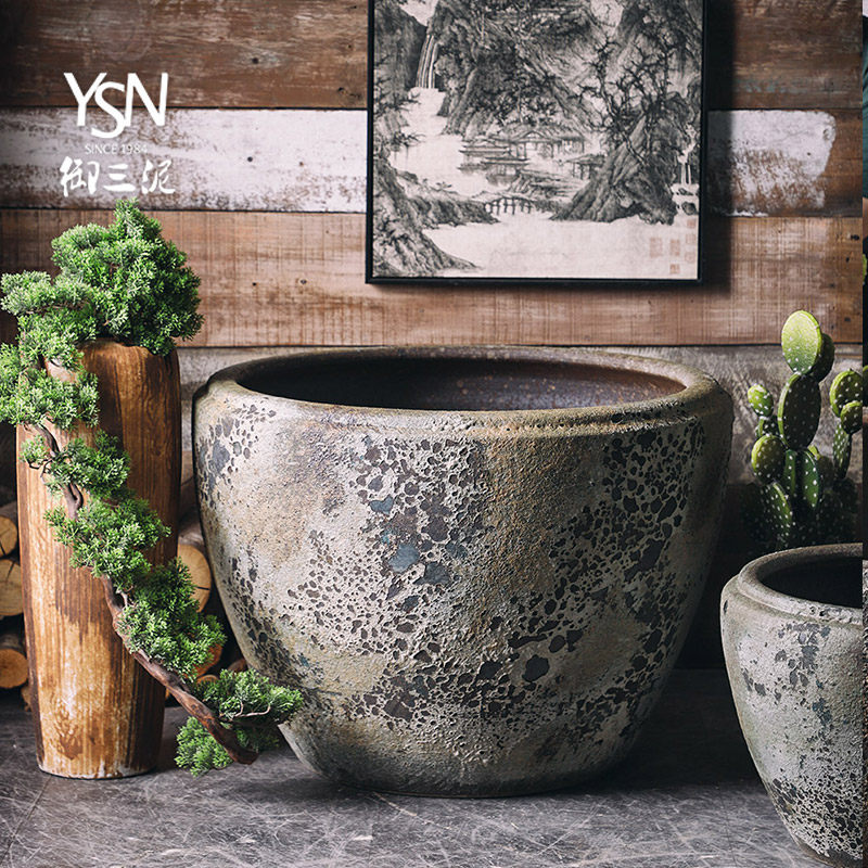 御三泥陶瓷大缸粗陶复古手工金鱼缸荷缸水缸鱼缸庭院子阳台,家居饰品,装饰摆件,淘宝优惠券,粉丝福利购,淘宝优惠卷