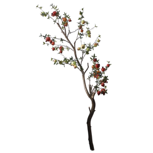 1米8酒店餐馆客厅红色仿真石榴果长枝落地仿真花摆件装饰花摆设树