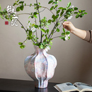 御三泥陶瓷轻奢高级感简约ns风插花客厅玄关装 饰品养鲜花干花花瓶
