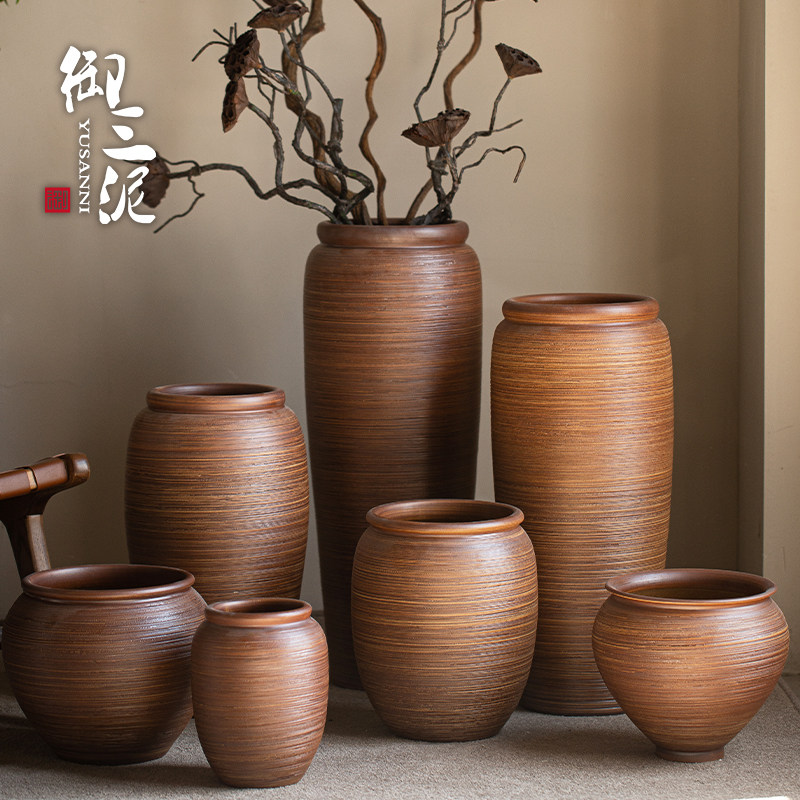 景德镇大号复古摆件侘寂ins风客厅玄关插花装饰现代简约落地花瓶,家居饰品,花瓶,淘宝优惠券,粉丝福利购,淘宝优惠卷