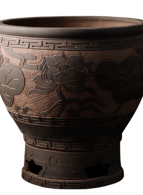 古法养鱼老北京陶瓷鱼缸土陶水缸