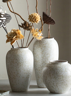 景德镇白色陶瓷花瓶侘寂水培插花器现代简约客厅高级感装饰品摆件