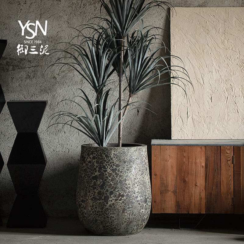 复古北欧花盆简约粗陶瓷花坛绿植种植摆件特大花盆现代高级感装饰