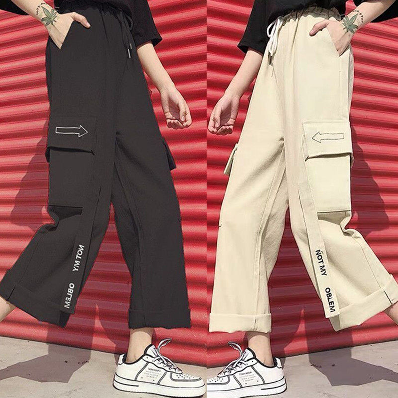 2024工装裤女春夏薄ins帅气束脚超火显瘦高腰宽松bf嘻哈潮ins女潮