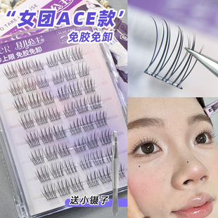 月儿公主免胶水女团爱豆ACE假睫毛懒人自然狐系分段式 韩系下睫毛