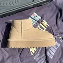 防水沙色低筒雪地靴厚底女2025年新款 牛皮短靴加绒靴子防滑雪地棉