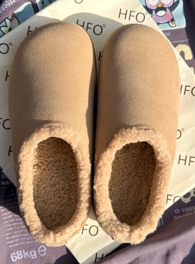 小土豆乐福鞋女包头加绒2025冬季新款保暖毛毛拖鞋雪地靴棉鞋