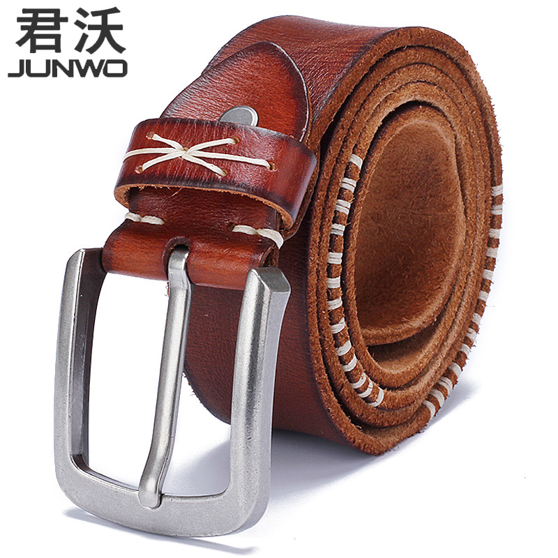 男士皮带真皮针扣休闲牛皮中青年腰带手工复古牛仔裤带休闲百搭