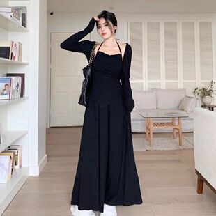 阔腿裤 高级感高腰裙裤 三件套 不规则吊带防晒开衫 慵懒风休闲套装