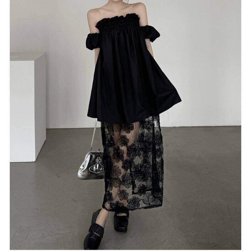 2026修身新款上市夏季抹胸日常小礼服感印花连衣裙网纱年可穿气质