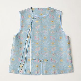 钱小萍宋锦龙马精神纹锦圆领斜襟款手工盘扣日常百搭款带钢印