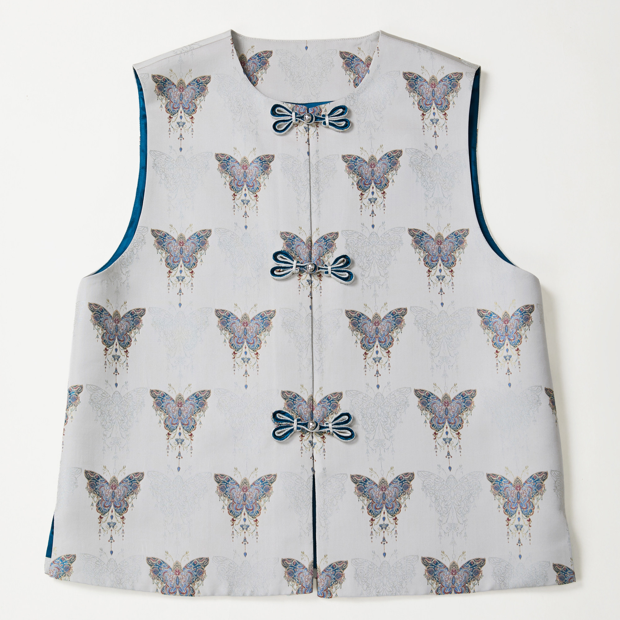 张国权宋锦梦蝶纹锦新中式马甲日常百搭桑蚕丝国风带钢印