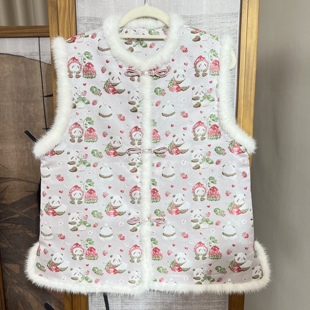 张国权宋锦草莓熊猫圆领对襟款新中式国风日常百搭水貂毛带钢印