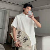 衬衫 男装 夏季 Hualun新中式 oversize衬衣短袖 男生港风宽松休闲上衣