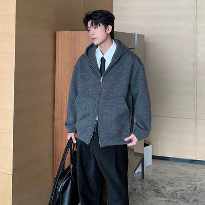 Hualun针织开衫连帽卫衣外套