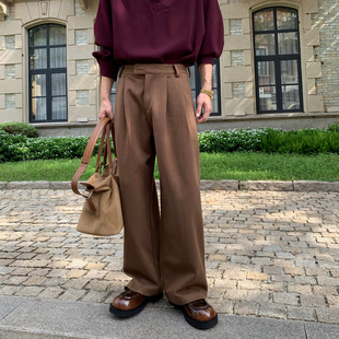 子韩版 裤 抗皱直筒裤 男装 Hualun肌理感休闲裤 百搭阔腿西裤 男秋冬季