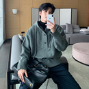 针织衫 半开衫 男潮牌情侣套头上衣 超好看连帽毛衣男士 Hualun秋冬季