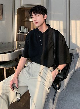 Hualun夏季新中式男装2025新款高级感衬衫轻奢时尚短袖休闲衬衣男