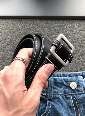 HUALUN自留款什么裤子都能搭的简约黑色懒人皮带时尚休闲腰带裤带