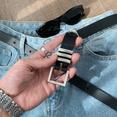 Hualun黑色皮带男潮年轻人复古细牛皮腰带配饰小众设计感百搭裤 带