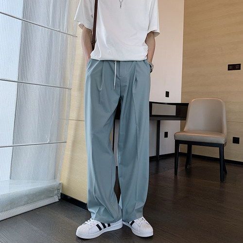 hualun春夏垂坠感黑色潮流裤子