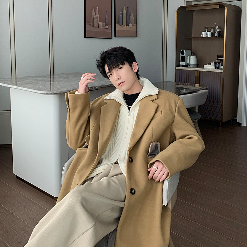 Hualun冬季中长款毛呢大衣