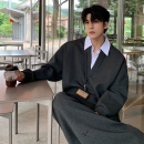 Hualun秋日ootd穿搭一整套衬衫 男生假两件衣服一套搭配 领卫衣套装