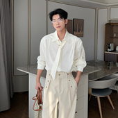 Hualun春季 老钱风高智免烫休闲白衬衣男款 透气轻量纯色衬衫 男长袖