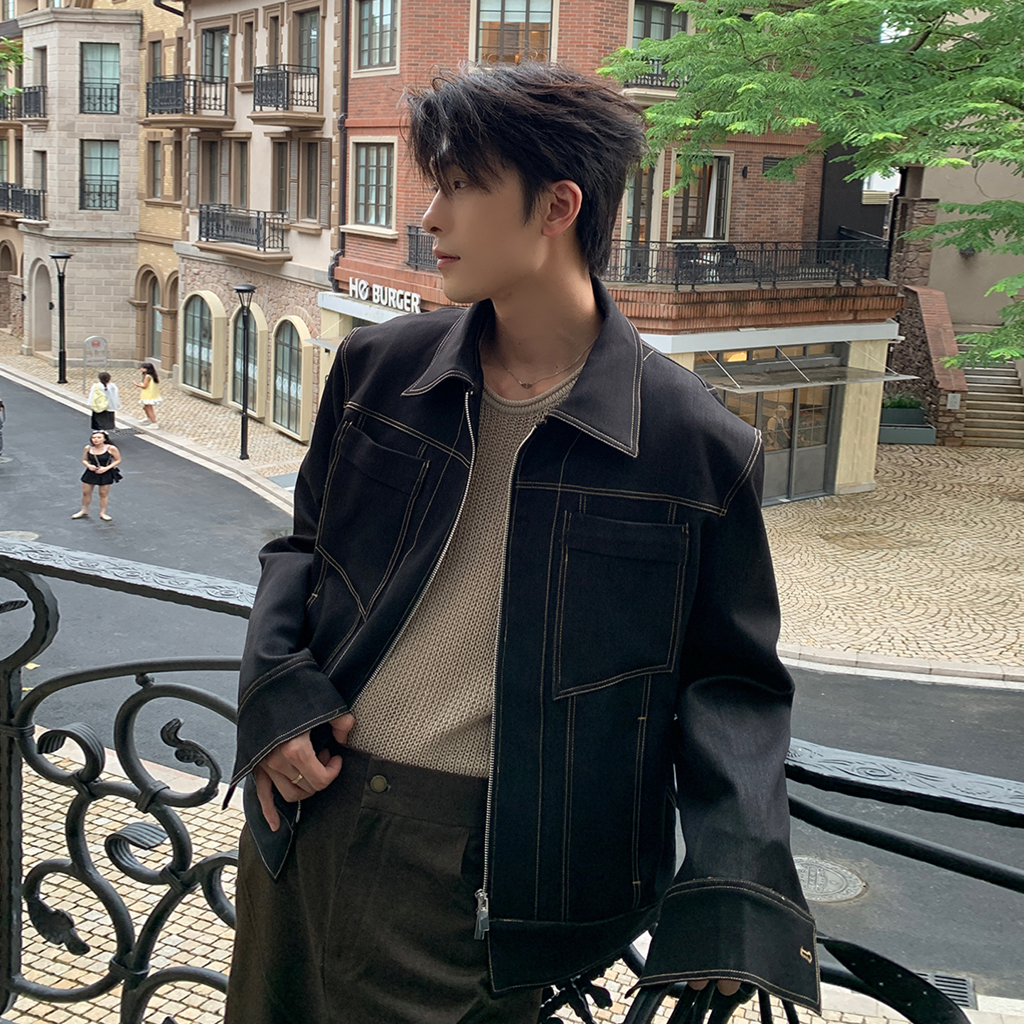 Hualun外套男秋春工装夹克