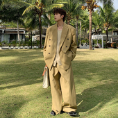 Hualun双排扣西装 套装 男高级感休闲宽松西服老钱风一整套外套搭配