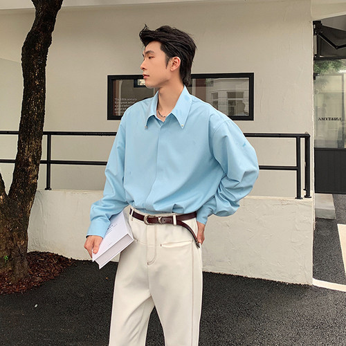 Hualun长袖高级感纯色衬衫男