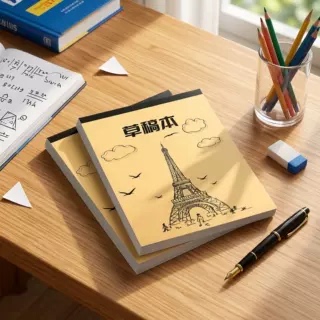 艾菲尔铁塔卡通空白文稿纸
