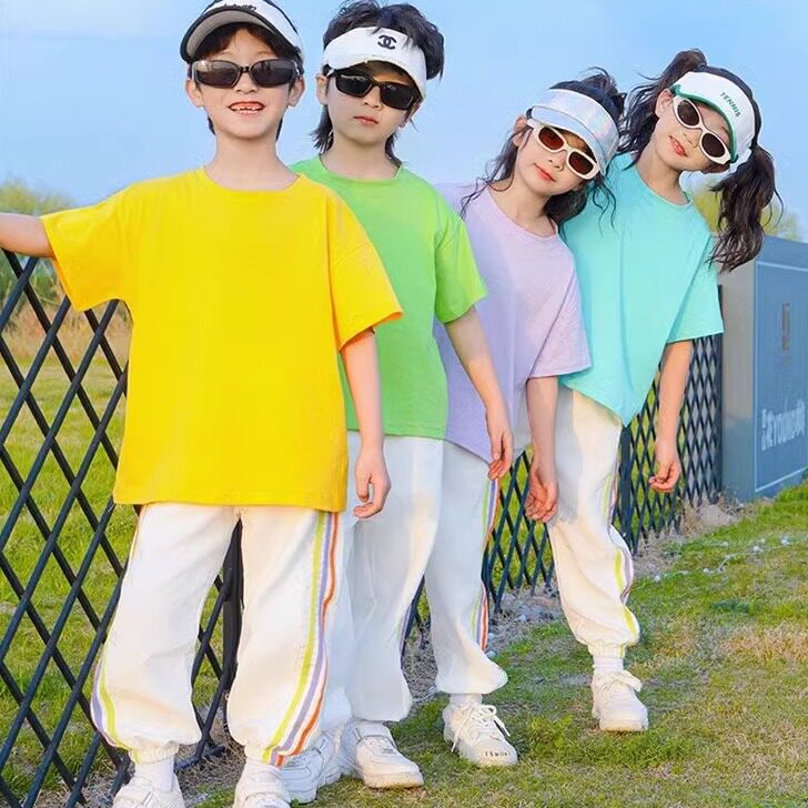 儿童啦啦队套装中小学生春季运动会糖果色长袖短袖套装团体多色服