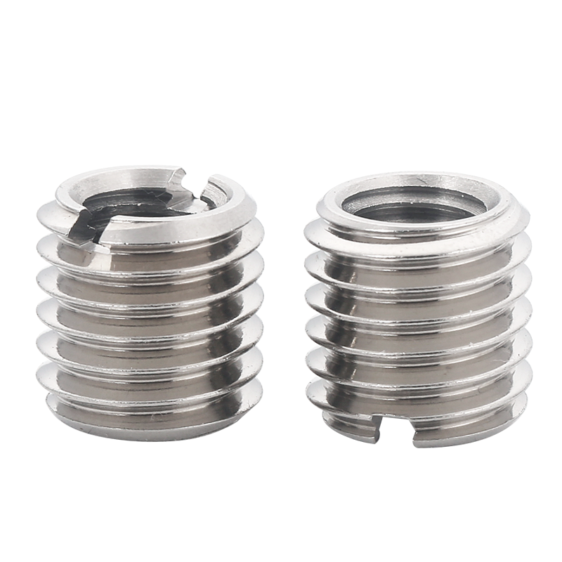 304不锈钢自攻螺套一字槽内外牙螺纹护套衬套转换牙套m2m3m4m5m6